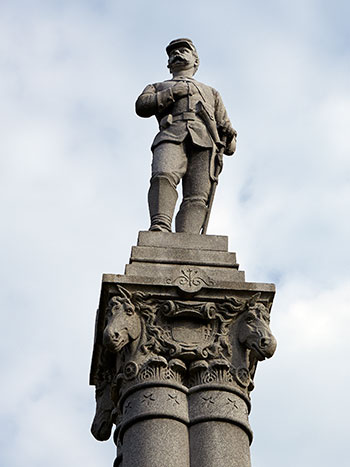 Detail of the top of the Michigan Cavalry Brigade monument at Gettysburg. Image ©2015 Look Around You Ventures.